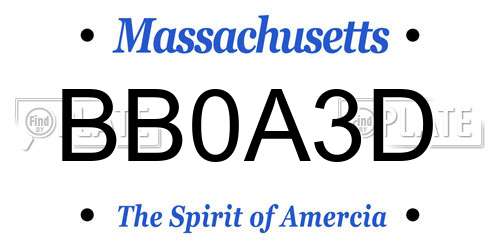 BB0A3D Massachusetts License Plate