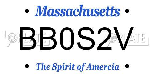 BB0S2V Massachusetts License Plate