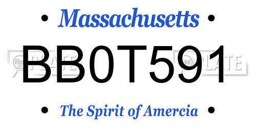 BB0T591 Massachusetts License Plate