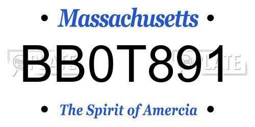 BB0T891 Massachusetts License Plate