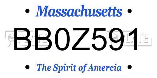 BB0Z591 Massachusetts License Plate