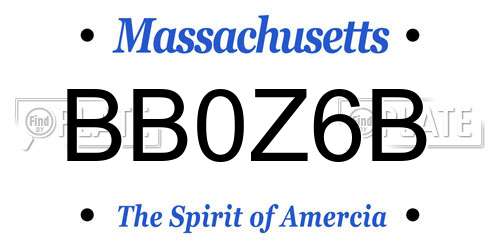 BB0Z6B Massachusetts License Plate