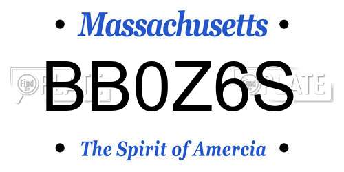 BB0Z6S Massachusetts License Plate