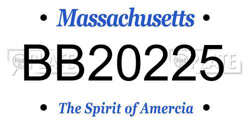 BB20225 Massachusetts License Plate