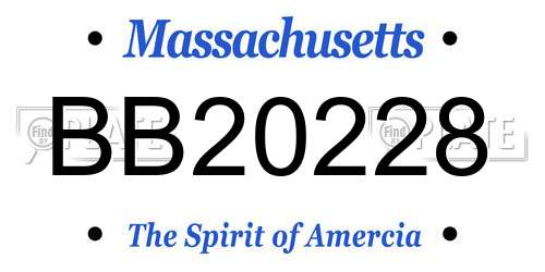 BB20228 Massachusetts License Plate