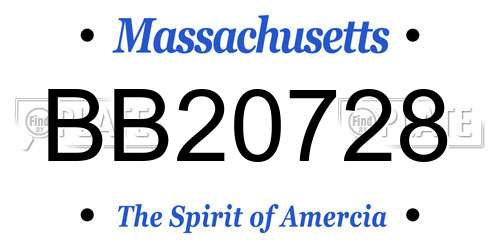 BB20728 Massachusetts License Plate