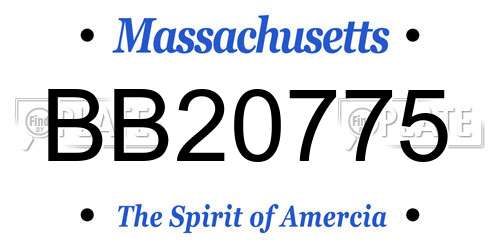 BB20775 Massachusetts License Plate