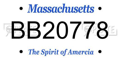 BB20778 Massachusetts License Plate
