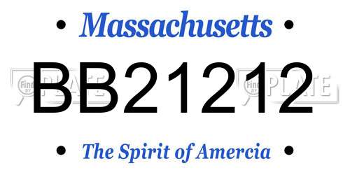 BB21212 Massachusetts License Plate