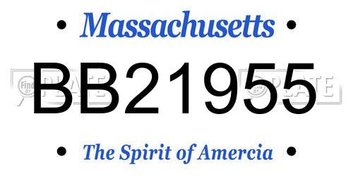 BB21955 Massachusetts License Plate