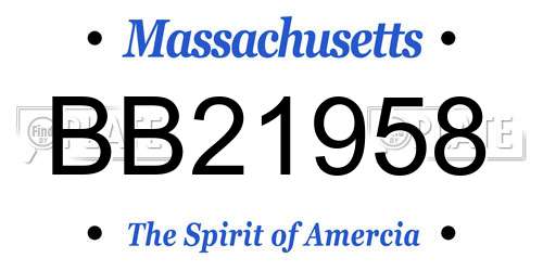 BB21958 Massachusetts License Plate