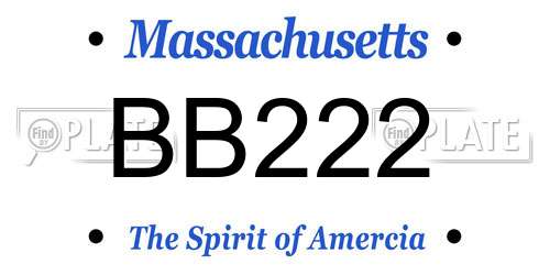 BB222 Massachusetts License Plate
