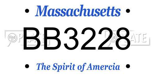BB3228 Massachusetts License Plate