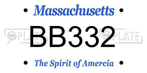 BB332 Massachusetts License Plate