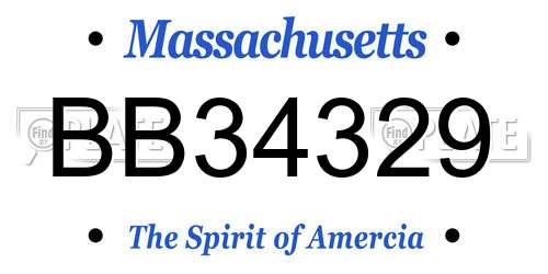 BB34329 Massachusetts License Plate