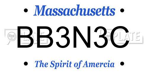 BB3N3C Massachusetts License Plate