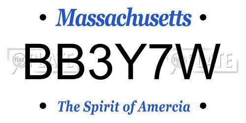 BB3Y7W Massachusetts License Plate