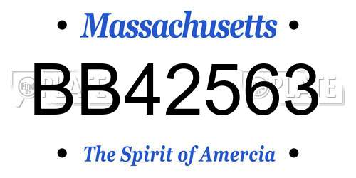 BB42563 Massachusetts License Plate