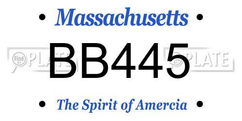 BB445 Massachusetts License Plate