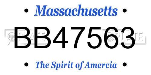 BB47563 Massachusetts License Plate