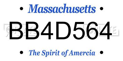 BB4D564 Massachusetts License Plate