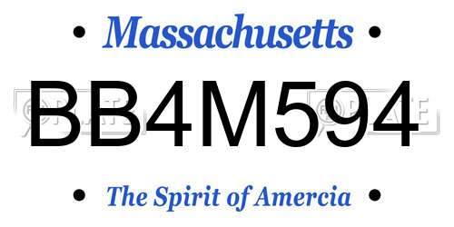 BB4M594 Massachusetts License Plate