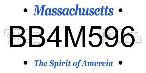 BB4M596 Massachusetts License Plate