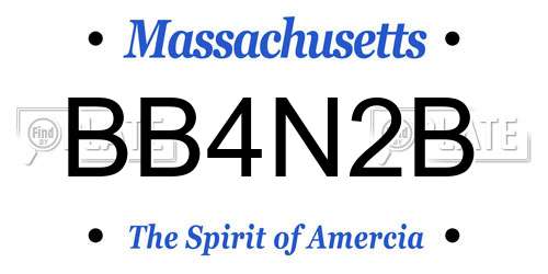 BB4N2B Massachusetts License Plate