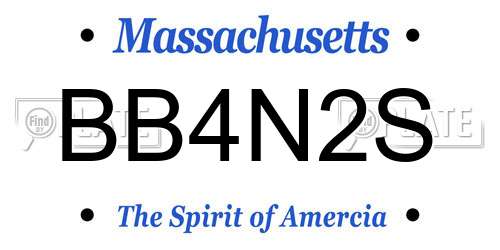BB4N2S Massachusetts License Plate
