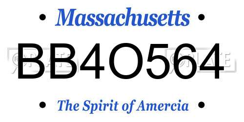 BB4O564 Massachusetts License Plate