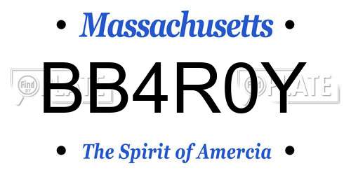 BB4R0Y Massachusetts License Plate