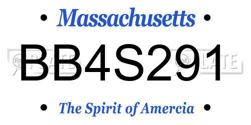 BB4S291 Massachusetts License Plate