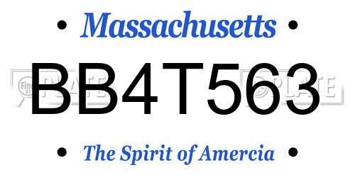 BB4T563 Massachusetts License Plate