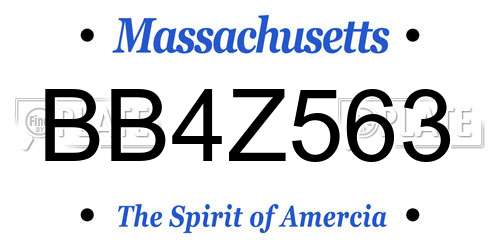 BB4Z563 Massachusetts License Plate