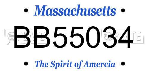 BB55034 Massachusetts License Plate