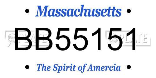 BB55151 Massachusetts License Plate