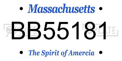 BB55181 Massachusetts License Plate