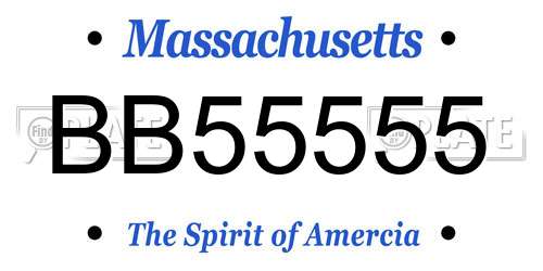 BB55555 Massachusetts License Plate