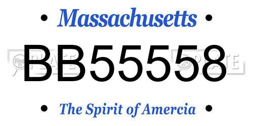 BB55558 Massachusetts License Plate