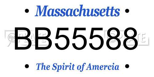 BB55588 Massachusetts License Plate