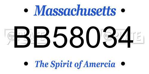 BB58034 Massachusetts License Plate