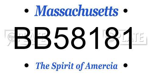 BB58181 Massachusetts License Plate