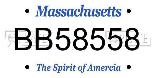 BB58558 Massachusetts License Plate
