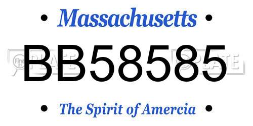 BB58585 Massachusetts License Plate
