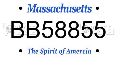 BB58855 Massachusetts License Plate