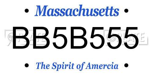 BB5B555 Massachusetts License Plate