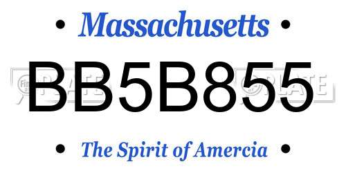 BB5B855 Massachusetts License Plate