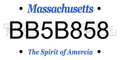 BB5B858 Massachusetts License Plate