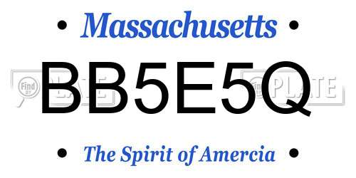 BB5E5Q Massachusetts License Plate