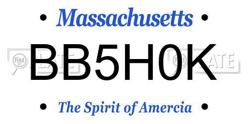 BB5H0K Massachusetts License Plate